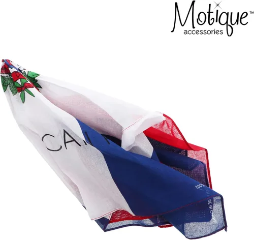 Vista 4 de Motique Accessories Bandanas Grandes de Algodón - Bandera Puertorriqueña - Blanco y Negro