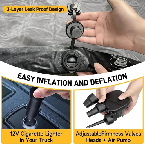 Vista 3 de Colchón inflable de aire para camioneta de 5.5 a 5.8 pies de tamaño Gris
