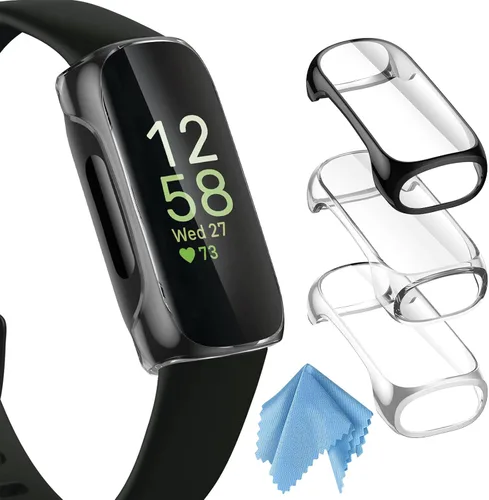 Vista 10 de FINTIE Paquete de 3 fundas compatibles con Fitbit Inspire 3 2 HR, flexible, suave, protector de pantalla de reloj, funda de TPU para parachoques