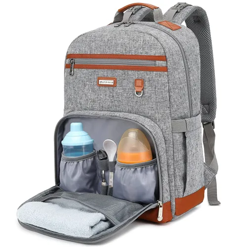 Vista 17 de BILLITON MSHI Mochila Bolsa para Pañales (Gris), Moderno