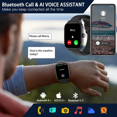 Vista 4 de Reloj inteligente para mujeres y hombres con texto y llamadas, nuevos relojes inteligentes con IA 2025 con monitor de frecuencia cardíaca