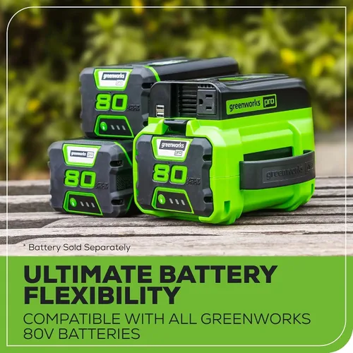 Vista 5 de Greenworks Inversor de corriente Pro de 80 V (300 vatios), 120 V CA, para cargar dispositivos electrónicos pequeños, teléfonos inteligentes