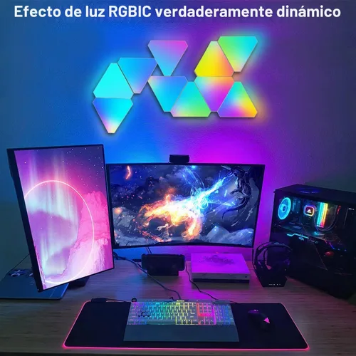 Vista 6 de Luz triangular de 4 paneles LED para expansión solamente, luces triangulares para decoración de luces de sala de juegos Dreamcolor, luz de pared