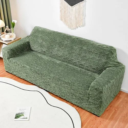 Vista 3 de vctops Funda elástica de jacquard geométrico de 4 plazas, 1 pieza con parte inferior elástica, suave y mullida, protector de muebles para niños
