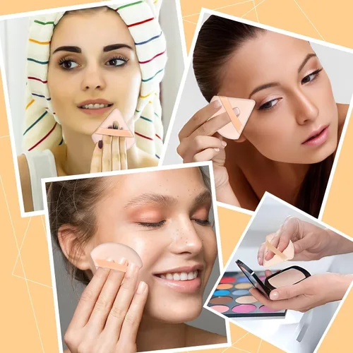 Vista 5 de 6 Piezas Borla de Polvo Triangular Esponja de Maquillaje Suave Borla de Maquillaje para Polvo Facial Base Cosmética Esponja Herramienta