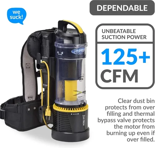 Vista 5 de Prolux 2.0 Aspiradora Comercial Sin Bolsa Tipo Mochila HEPA - Modelo Pro para Limpiadores Profesionales
