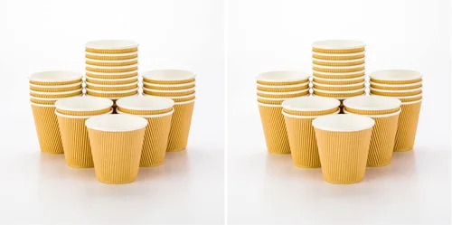 Vista 47 de Tazas para café de papel aislado, pared ondulada, kraft, 12 onzas - Caja de 25 unidades - tapas a juego: RWA0360B, RWA0360W, RWA0328LG, RWA0328GR