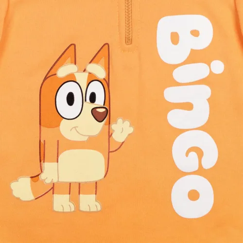 Vista 2 de Bluey Sudadera con capucha de forro polar con media cremallera para niños pequeños a grandes Azul