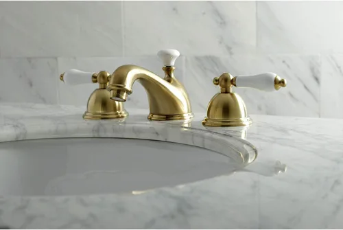 Vista 4 de Kingston Brass KS3967PL Grifo de baño extendido de 8 pulgadas, latón cepillado