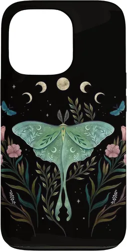 Vista 10 de Funda estética Witchy Luna Moth Flower Floral Moon Phases para iPhone 12 mini
