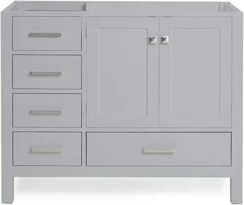 Vista 84 de ARIEL Cambridge Mueble base de tocador de baño de 36 pulgadas, madera maciza, 2 puertas de cierre suave, 5 cajones de cola de milano, roble marrón
