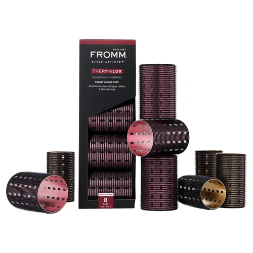 Vista 7 de Fromm Thermalux - Rodillos de pelo de aluminio, rodillos profesionales de autoagarre con núcleo de aluminio y tecnología iónica para volumen, ondas