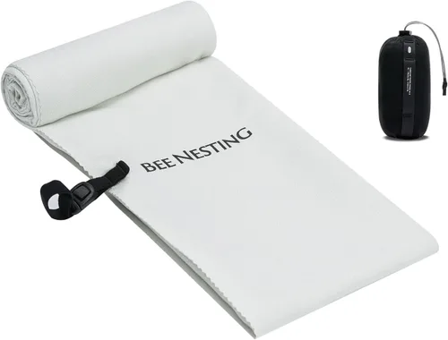 Vista 25 de Bee Nesting Toalla ultraligera de secado rápido – Paquete de 2 toallas de microfibra medianas y pequeñas con bolsillo compacto plegable para viajes