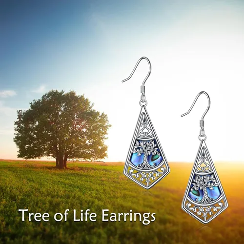 Vista 6 de Aretes de árbol de la vida, colibrí, margarita, mariposa, loto, plata de ley 925, diseño de flor de filigrana, regalo de joyería para mujer