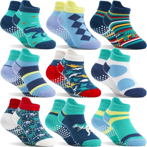 Vista 9 de Baby Girls Boys Toddlers Grips Socks Kids Non Slip Anti Skid Ankle Cotton No Show Socks with Grippers
