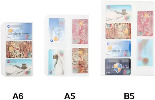 Vista 6 de Funda para tarjetas (A5/6 agujeros), fundas para tarjetas de visita, fundas ultra transparentes, páginas de recarga personal de doble cara