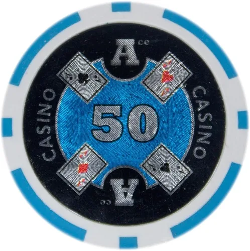 Vista 5 de Brybelly Ace Casino Poker Chip - Compuesto de arcilla pesada de 0.49 oz, paquete de 50
