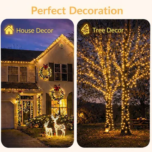 Vista 3 de SyouHome Paquete de 2 luces solares para exteriores, 400 luces LED de 132 pies, extralargas, 8 modos, luces parpadeantes impermeables para jardín
