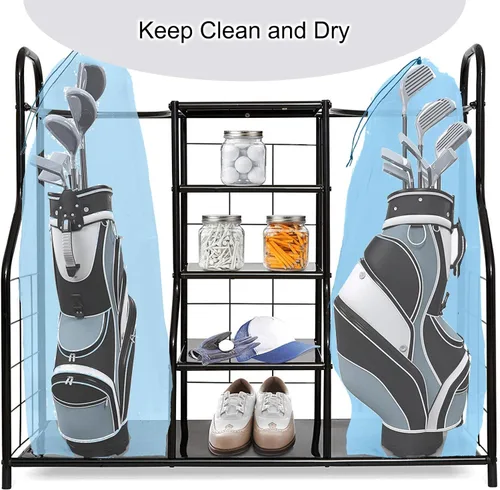 Vista 7 de Paquete de 2 fundas para bolsas de golf, 31 x 62 pulgadas, extra grandes, transparentes con cordón, bolsas de almacenamiento de plástico, buenas