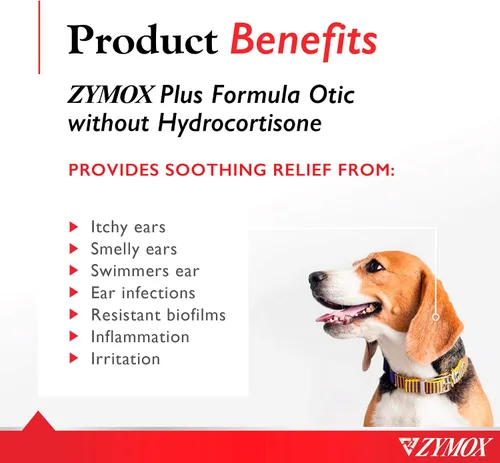 Vista 2 de Zymox Advanced Formula Otic Plus Solución enzimática para oídos para perros y gatos sin hidrocortisona, 1.25 oz