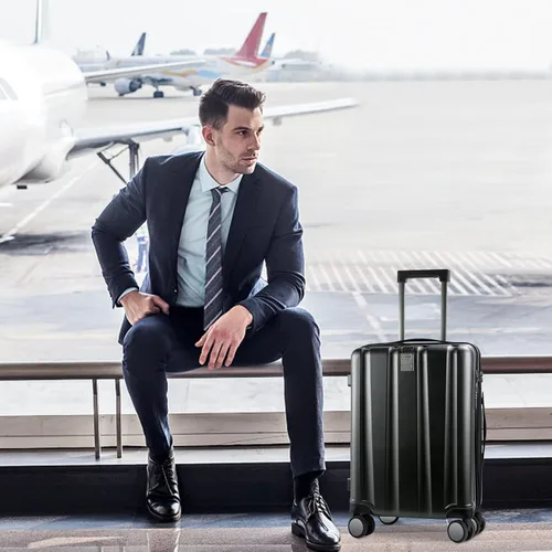 Vista 6 de KROSER Equipaje de mano con ruedas giratorias y cerradura TSA integrada, maleta duradera con ruedas, Negro