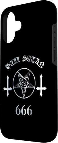 Vista 2 de iPhone 16 Upside Down Cross Satanic Pentagram Hail Satan 666 Case
