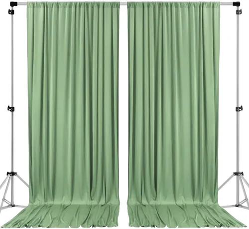Vista 36 de AK TRADING CO. Cortinas de telón de fondo de poliéster beige de 10 x 10 pies con bolsillos para varillas - Cortinas para decoración de ventanas