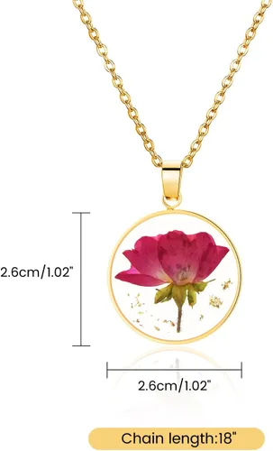 Vista 22 de Pressed Flower Necklace Gift for Women Personalized Handmade Necklaces Birth Flower Necklace