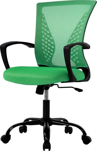 Vista 13 de HHS Silla de oficina ergonómica de malla, silla de computadora con soporte lumbar, reposabrazos de respaldo medio, giratoria, ajustable, para Negro