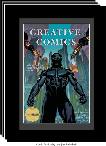 Vista 10 de Creative Picture Frames [8x12bk-b] Marco de cómic para coleccionistas con alfombrilla negra, inserto para cómic de 6.6 x 10.1 pulgadas con soporte