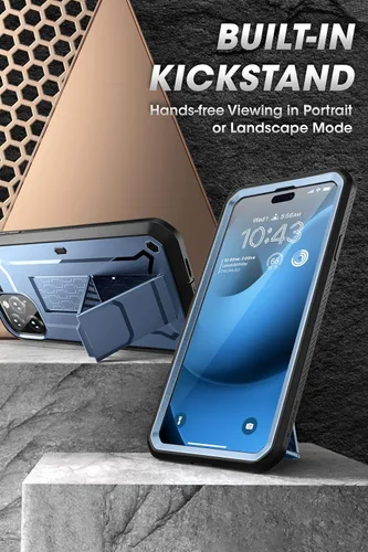 Vista 4 de SUPCASE Funda para iPhone 14 Pro Max con protector de pantalla (Unicorn Beetle Pro), [soporte integrado y clip para cinturón] Funda protectora
