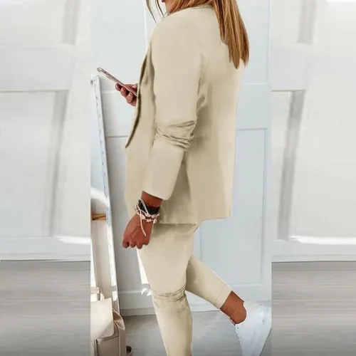 Vista 6 de Women's 2024 Soft Two Piece Outfits Blazers Jacket and Short Pants Double Breasted Business Work Casual Suit Sets