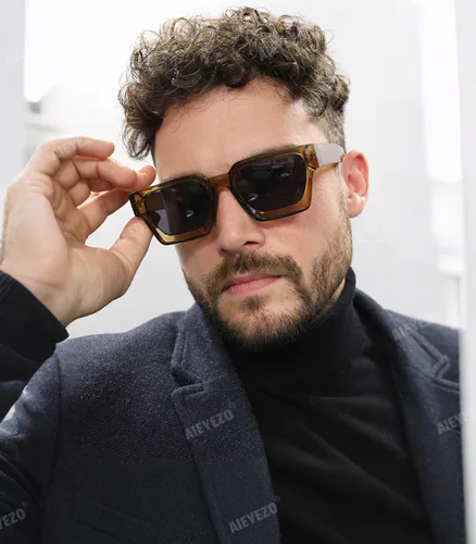 Vista 111 de AIEYEZO Gafas de sol cuadradas para mujeres y hombres, gafas de sol cuadradas con montura gruesa, estilo de diseñador simple