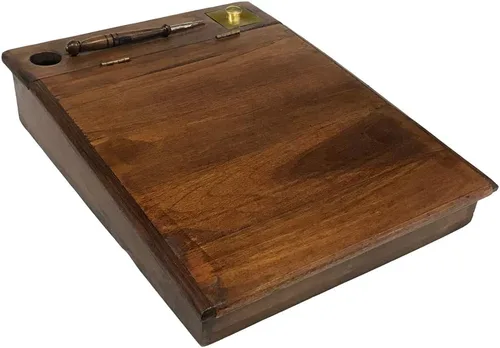 Vista 4 de Escritorio de regazo de madera para viajar, estilo vintage antiguo