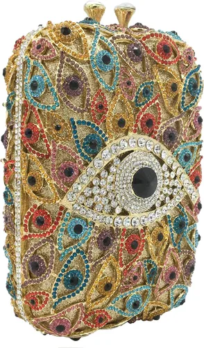Vista 3 de Boutique De FGG The Evil Eye - Bolsos de mano de cristal para mujer, monederos y bolsos de mano
