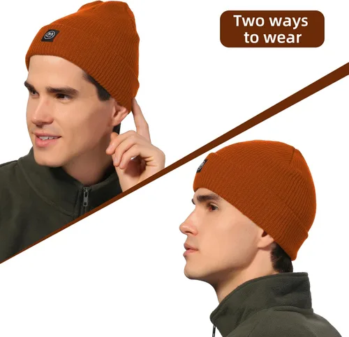 Vista 2 de Gorro para hombre con gorro de invierno con sonrisa, unisex, de punto, suave, cálido, con puños