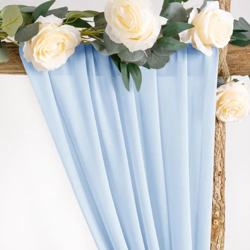 Vista 3 de Socomi Tela para Arco de Boda 1 Panel 29" x 19 Pies Gasa Chifón Transparente Azul Bebé Cortinas 6 Yardas para Ceremonia de Boda Decoración de Fiesta