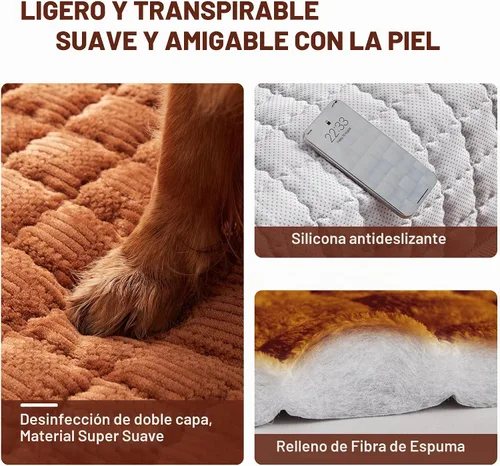 Vista 3 de Funda de sofá lavable para perros, alfombrilla antideslizante para gatos, manta para proteger los muebles, funda mullida para sofá de 3 cojines Curry