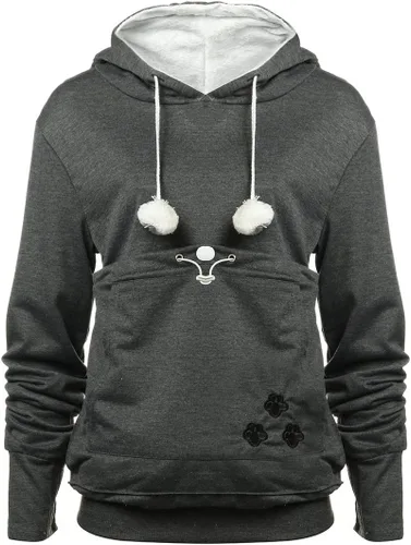 Vista 7 de Sudadera de manga larga con capucha para cachorros y gatos, perros y canguro, Gris
