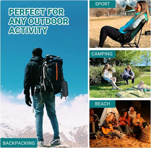 Vista 9 de ATEPA Silla de mochilero, ultraligera, plegable, portátil, pequeña, sillas de camping para adultos, asiento de playa plegable compacto con pies