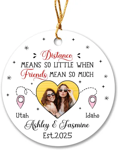 Vista 9 de Adornos de Navidad personalizados 2025 para amigas, regalos de adorno para la decoración del árbol de Navidad, regalo personalizado de Navidad