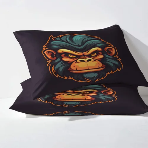 Vista 3 de Juego de sábanas de chimpancé tamaño individual, sábanas de chimpancé, sábanas y fundas de almohada estampadas de 3 piezas, sábana bajera ajustable