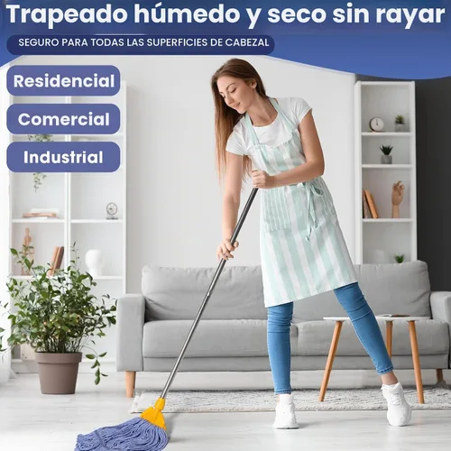 Vista 6 de Eccliy - Juego de 6 cabezales de repuesto para trapeador de 18 onzas, color azul, naranja Heavy Duty Commercial Refills, Washable Cotton String