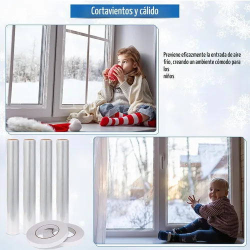 Vista 3 de Frienda Kit de aislamiento de ventana de 2 rollos para invierno, cada rollo de 62 x 210 pulgadas, kit de aislamiento de plástico para ventanas