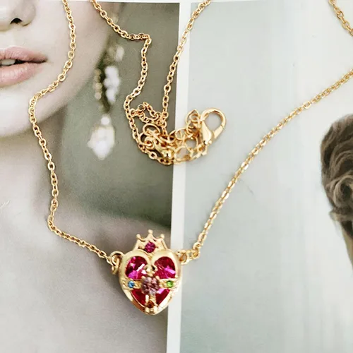 Vista 6 de POYAMUSE Collar con colgante de estrella guardiana de anime para mujeres, joyería de cosplay Corona