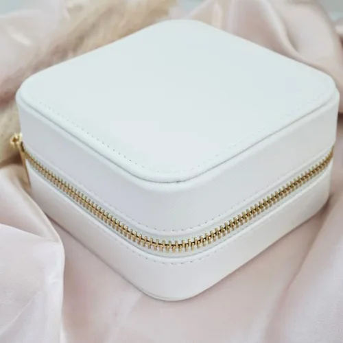 Vista 4 de Caja organizadora de joyas de viaje, joyero de viaje, pequeño joyero para mujer, estuche de viaje de joyería, caja organizadora de aretes con espejo