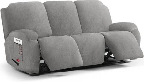 Vista 57 de 3 fundas elásticas para sillas reclinables, fundas de tela de felpa y protectores duraderos de muebles para niños y mascotas (1 plaza, negro)