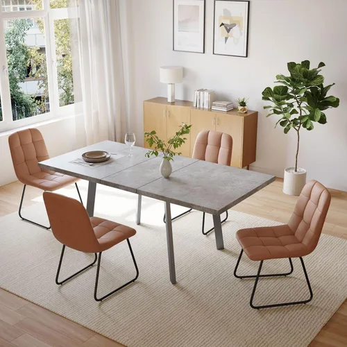 Vista 20 de Zerifevni 47.2"- 62.9" Extendable Dining Table Set of 5 Kitchen Table with 4 Dining Chairs, Modern Gray Wood Grain, Waterproof Scratchproof for