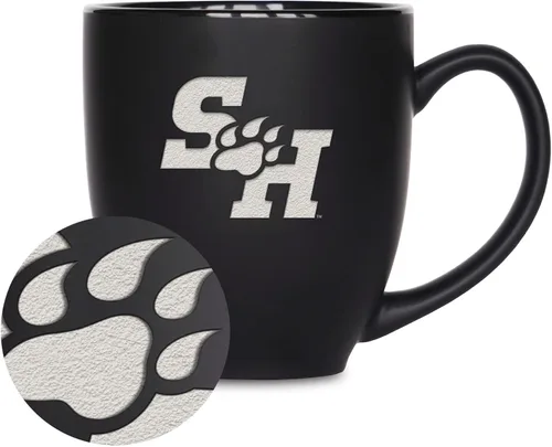 Vista 244 de Rico Industries - Taza de cerámica mate negra con grabado láser estándar de 15oz para NCAA (escuelas T & U) - Para bebidas calientes o frías