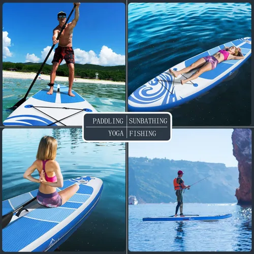 Vista 7 de Tabla de remo inflable (6 pulgadas de grosor) con accesorios y bolsa de SUP de primera calidad, aleta inferior para remo, control de surf, cubierta
